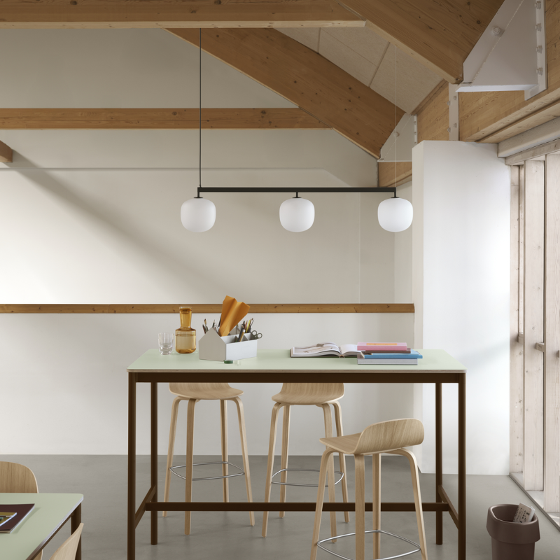 Rime Rail Lamp Black by Muuto in study room from wide.