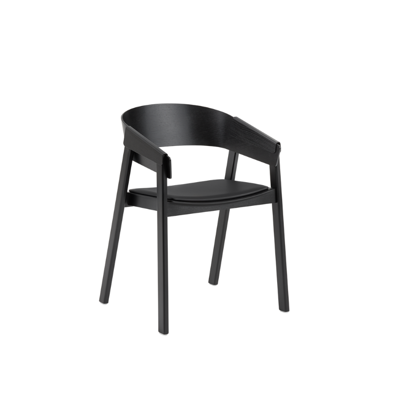 The Upholstered Cover Armchair from Muuto in black with black refine leather.