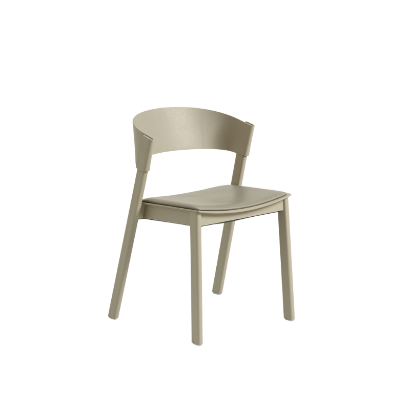 The Upholstered Cover Side Chair by Muuto with stone refine leather in dark beige.