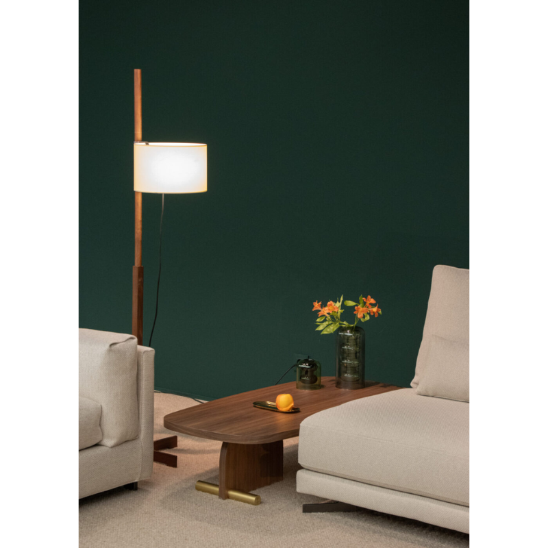 The walnut and brass Nova Coffee Table from Nomon in a family space.