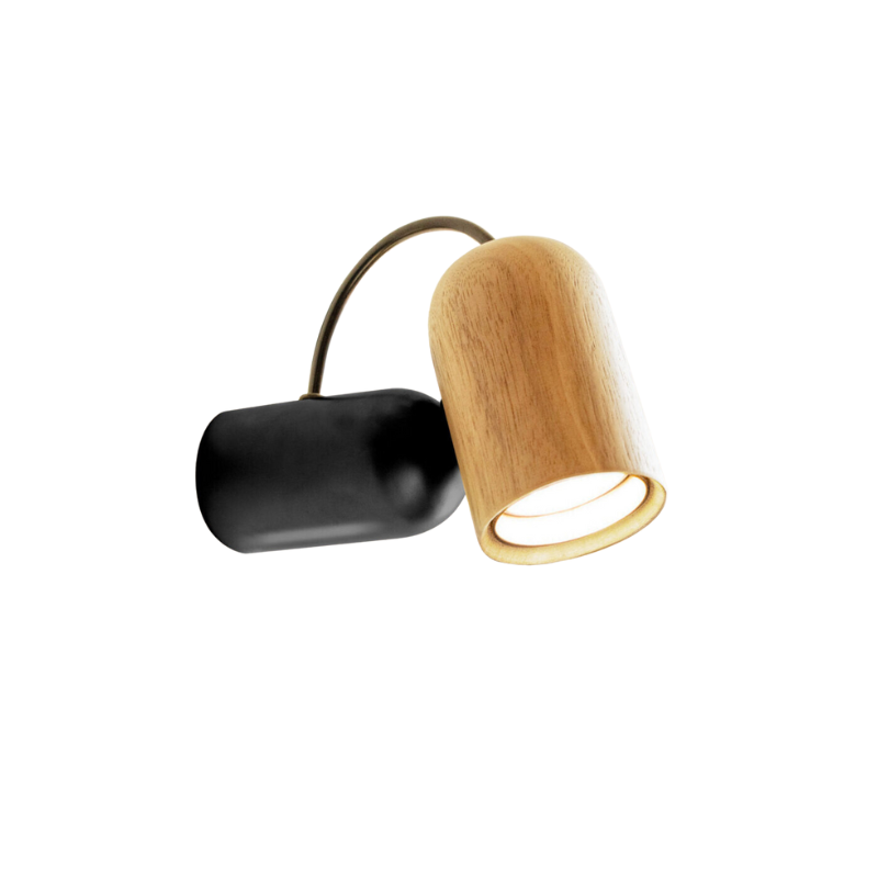 The Onfa Wall Lamp from Nomon in the oak with graphite finish.