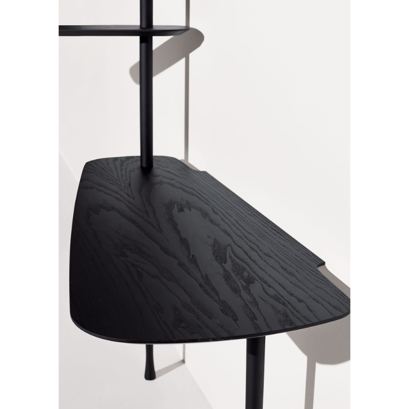 The black ash Unica Escritorio Desk from Nomon in a close up.