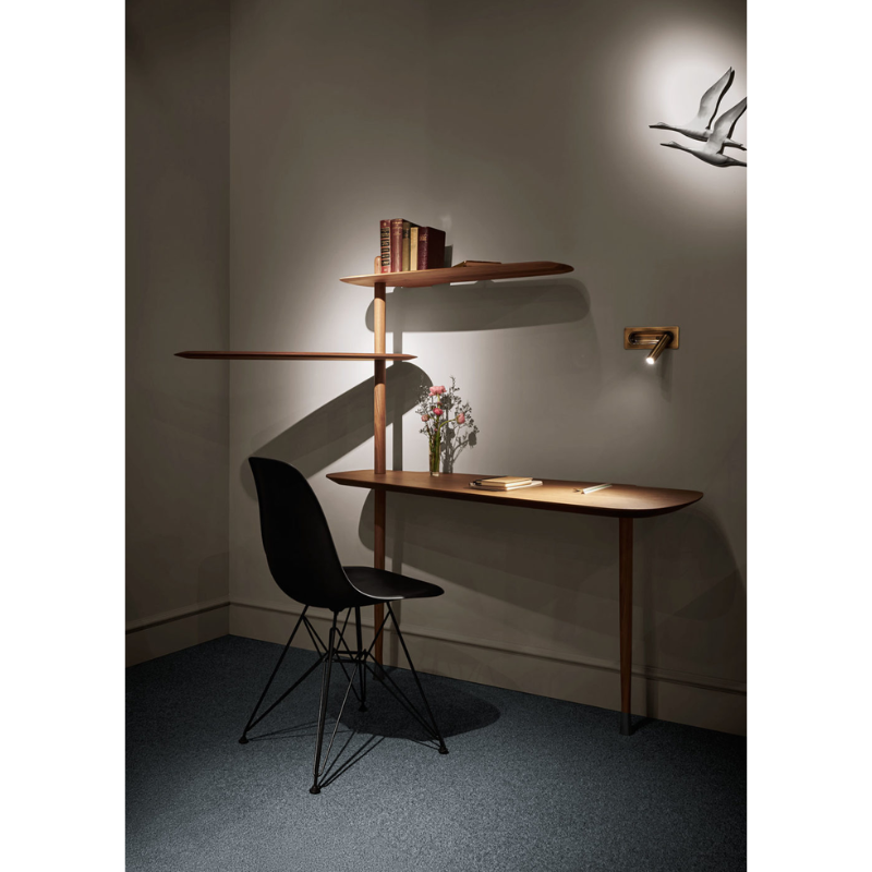 The walnut Unica Escritorio Desk from Nomon in a home office.