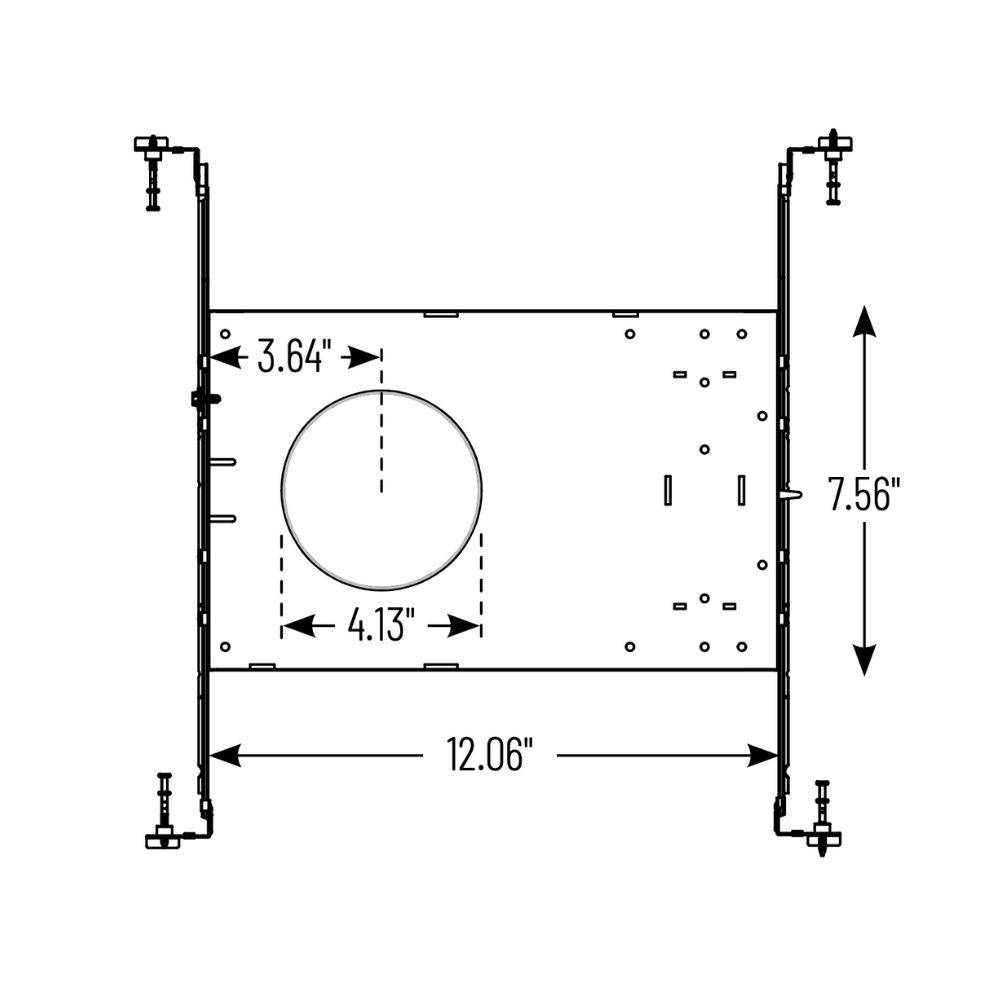 NFC-R413 New Construction Frame-In with Collar for 4" Can-less Downlights dimension drawing