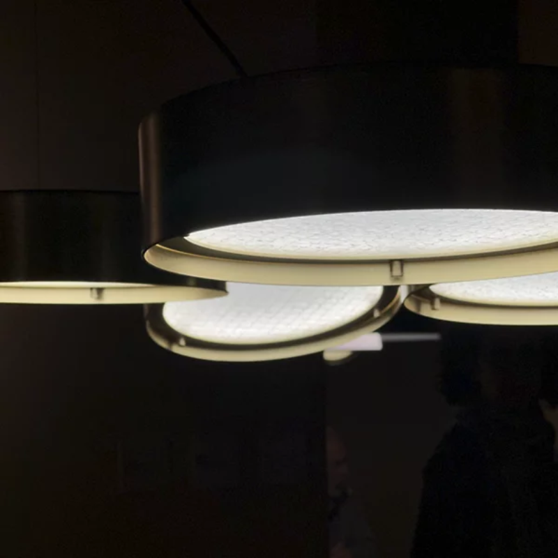 The Berlin Linear Suspension from Oluce in matte black in detail.