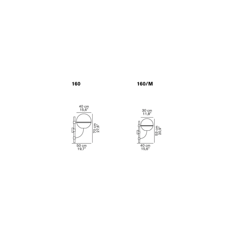 The Lyndon Outdoor Wall Sconce from Oluce dimensions.