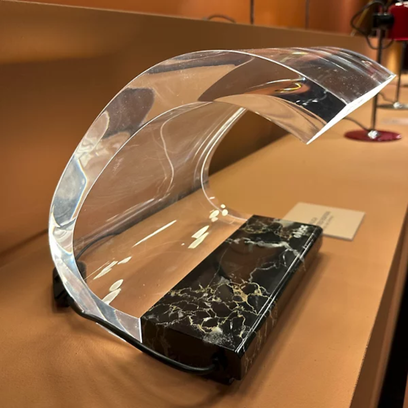 The Marble Acrilica Table Lamp from Oluce on display.