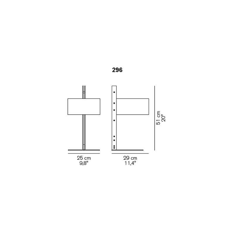 The Parallel Table Lamp from Oluce dimensions. all-groups