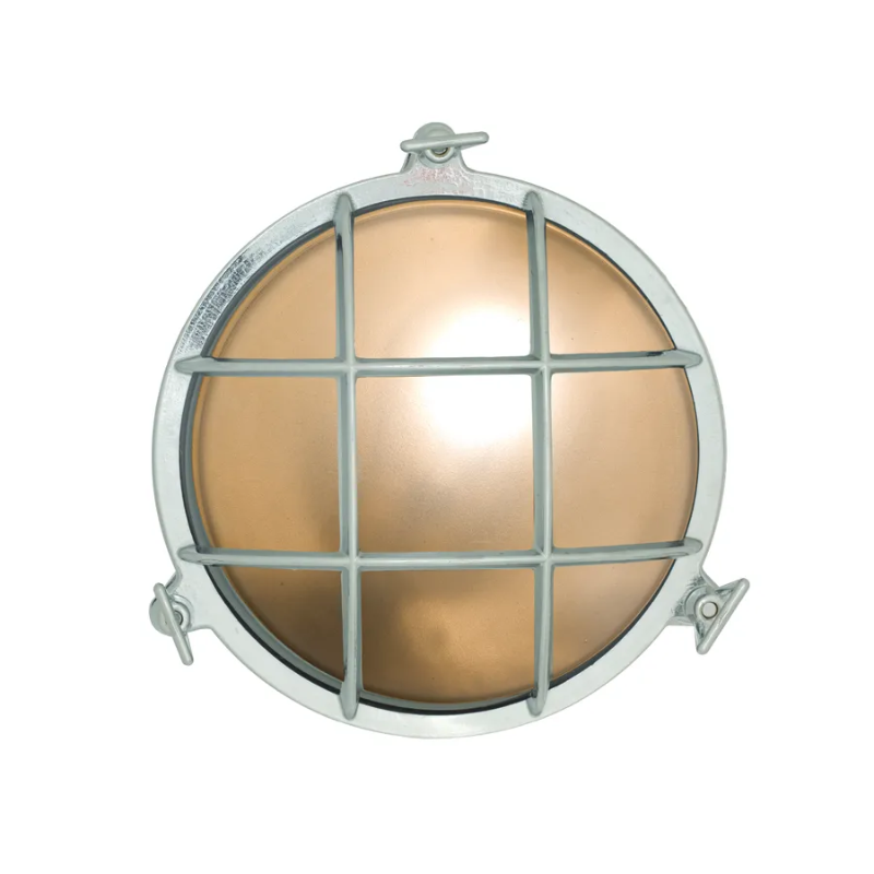 The small Brass Bulkhead Outdoor Wall Sconce from Original BTC in chrome.