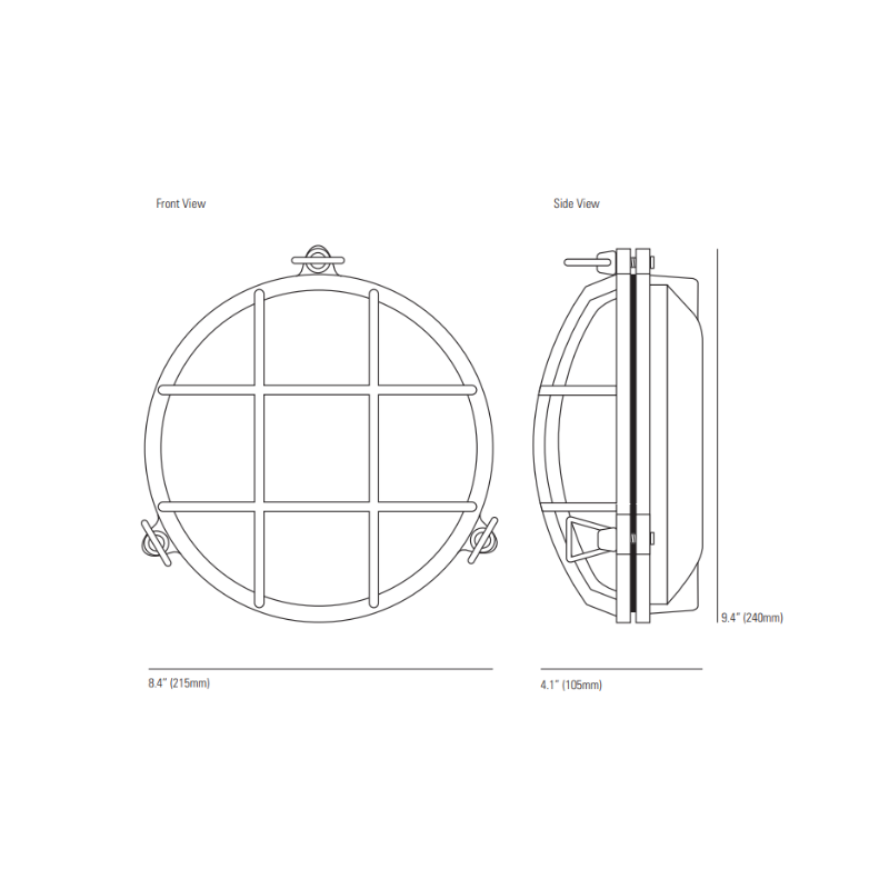 The large Brass Bulkhead Outdoor Wall Sconce from Original BTC dimensions. all-groups