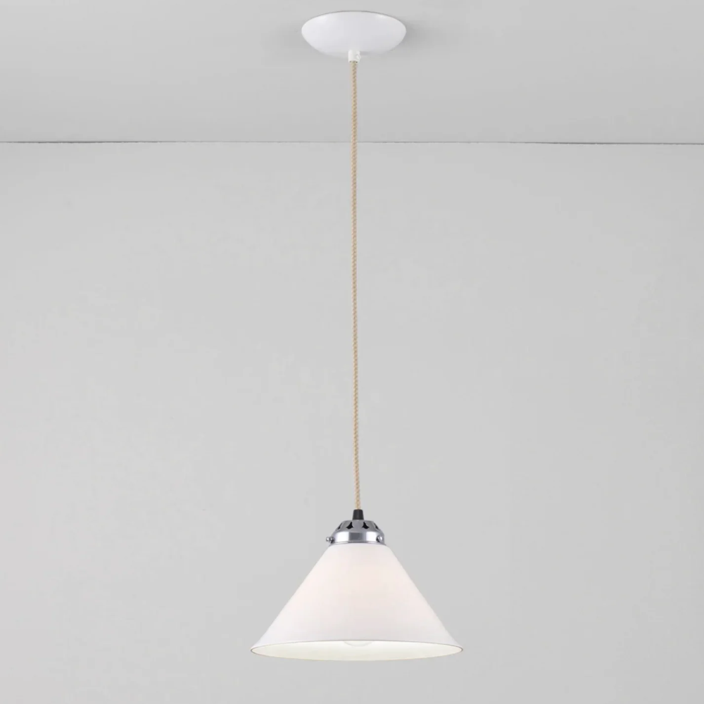 The small chrome Cobb Pendant from Original BTC turned off.