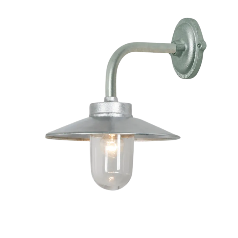 The Exterior Bracket Light from Original BTC in galvanized silver with a clear glass diffuser.