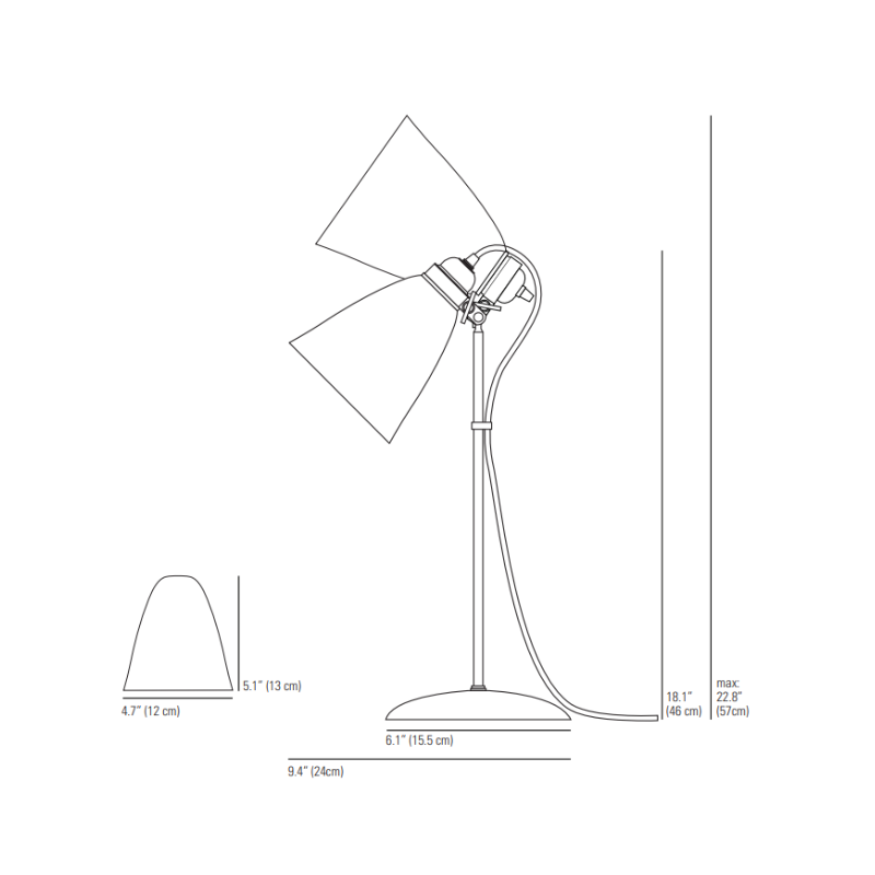 The Hector 30 Table Light from Original BTC dimensions. all-groups