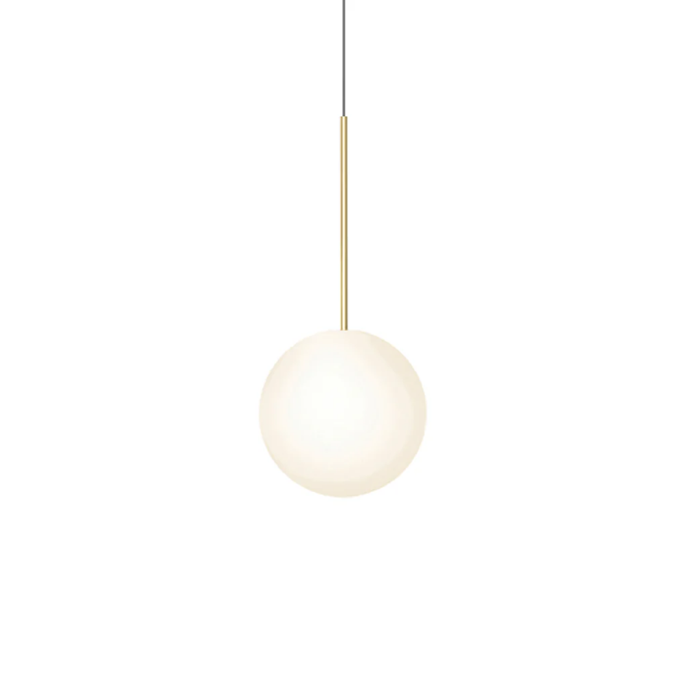 The 10 inch Bola Sphere from Pablo Designs in brass.