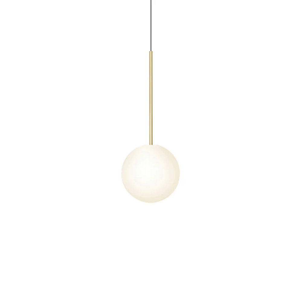 The 8 inch Bola Sphere from Pablo Designs in brass.