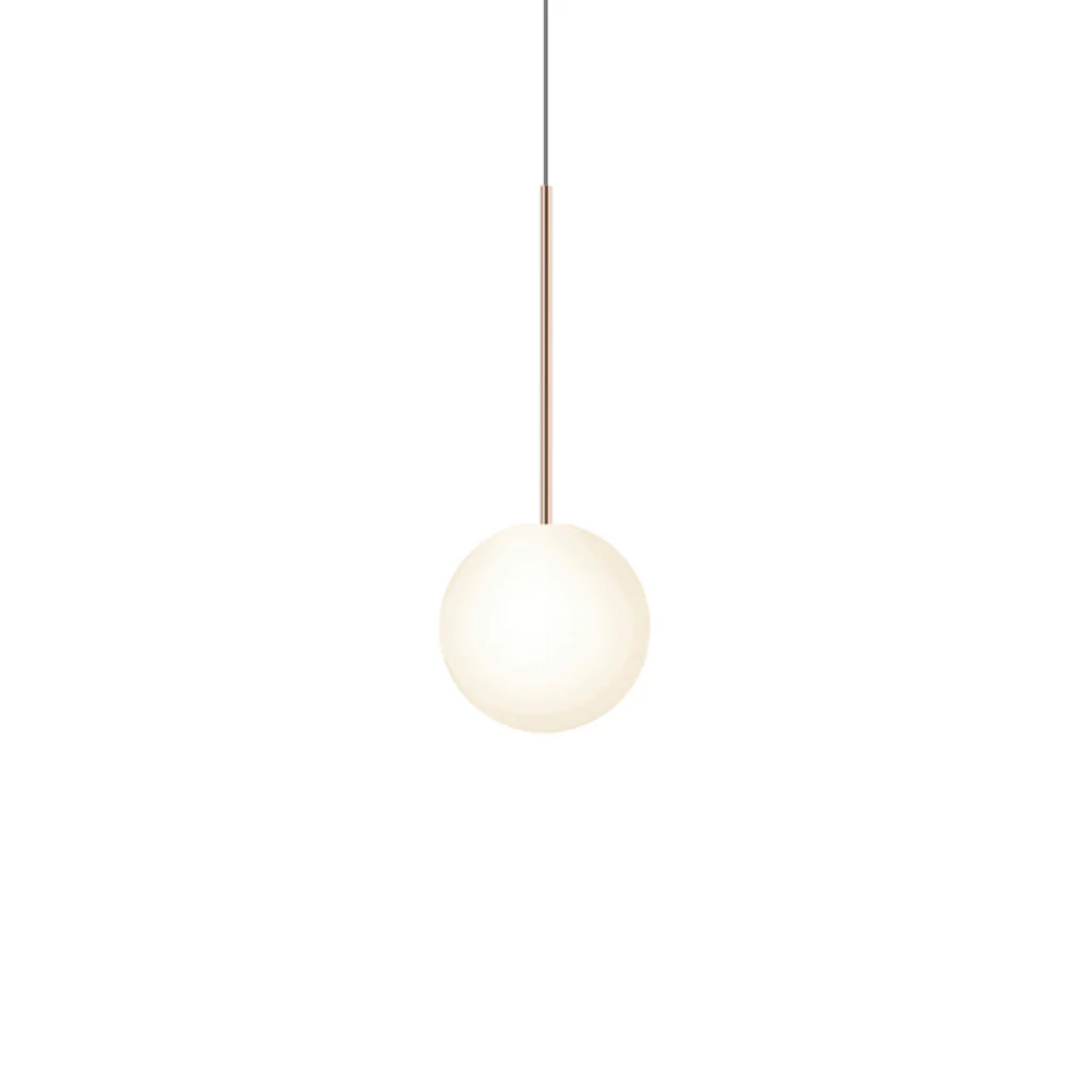 The 8 inch Bola Sphere from Pablo Designs in rose gold.