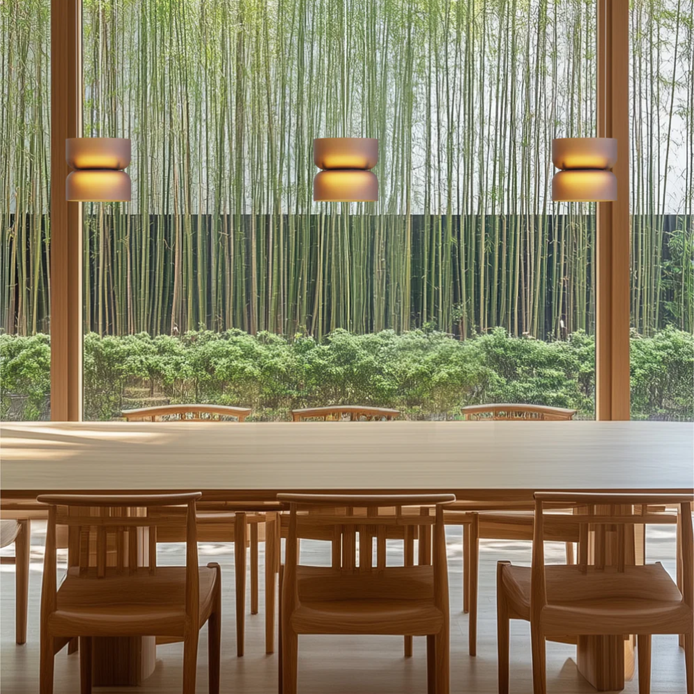 The Totem Up/Down Mini Pendant from Pablo Designs in a dining room. all-groups