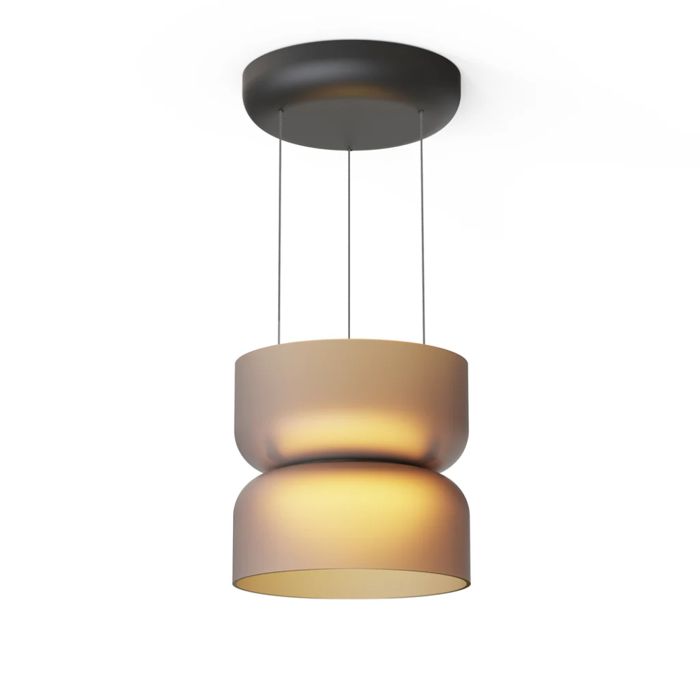 The etched amber and black Totem Up/Down Mini Pendant from Pablo Designs.