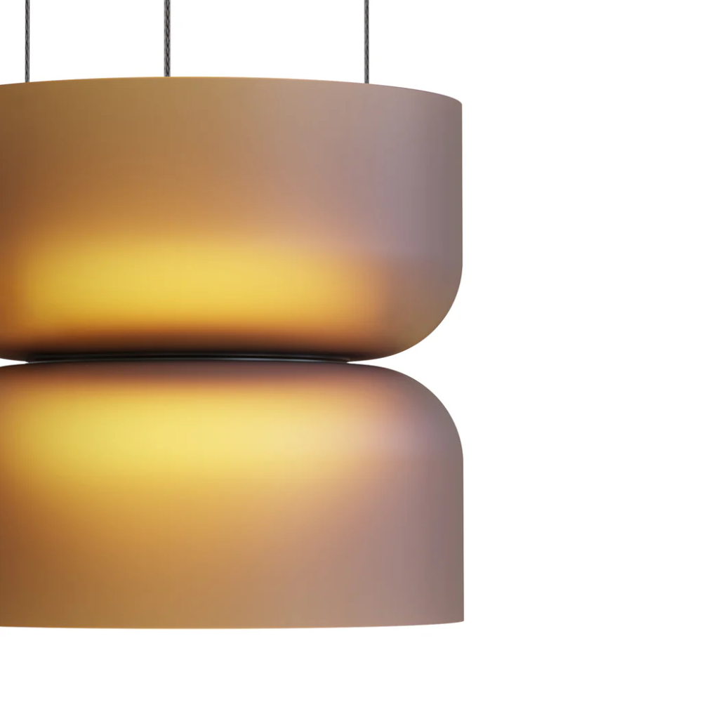 The etched amber Totem Up/Down Mini Pendant from Pablo Designs close up.