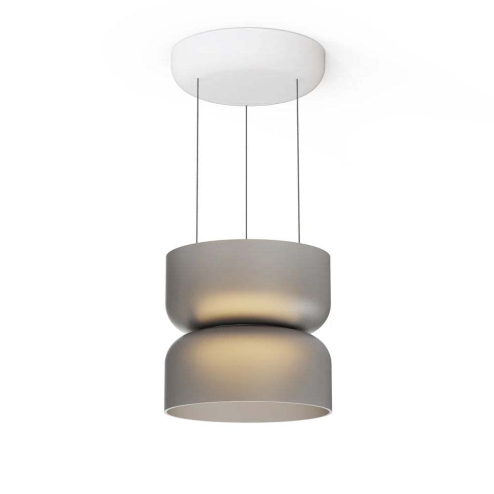 The etched smoke and white Totem Up/Down Mini Pendant from Pablo Designs.