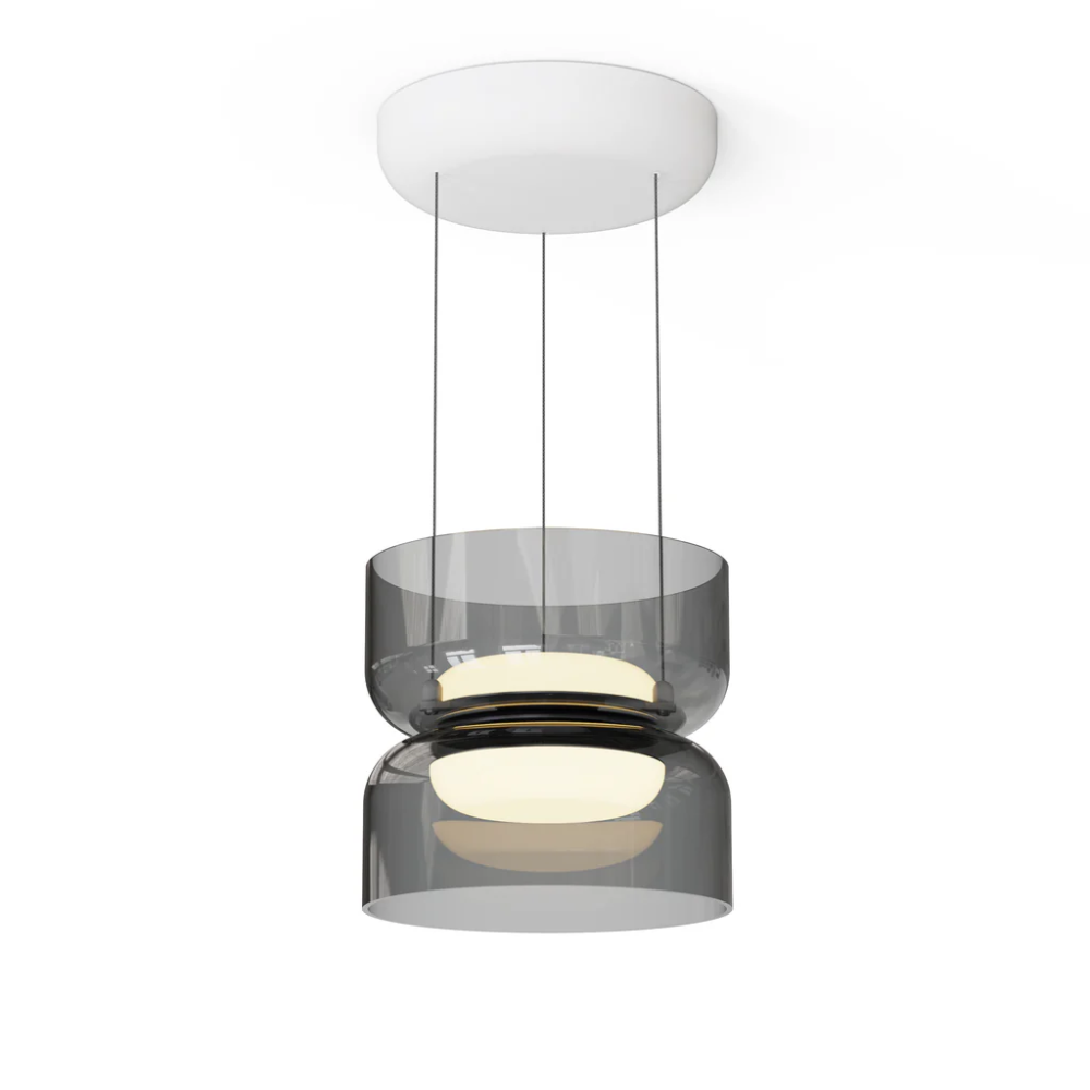 The smoke and white Totem Up/Down Mini Pendant from Pablo Designs.