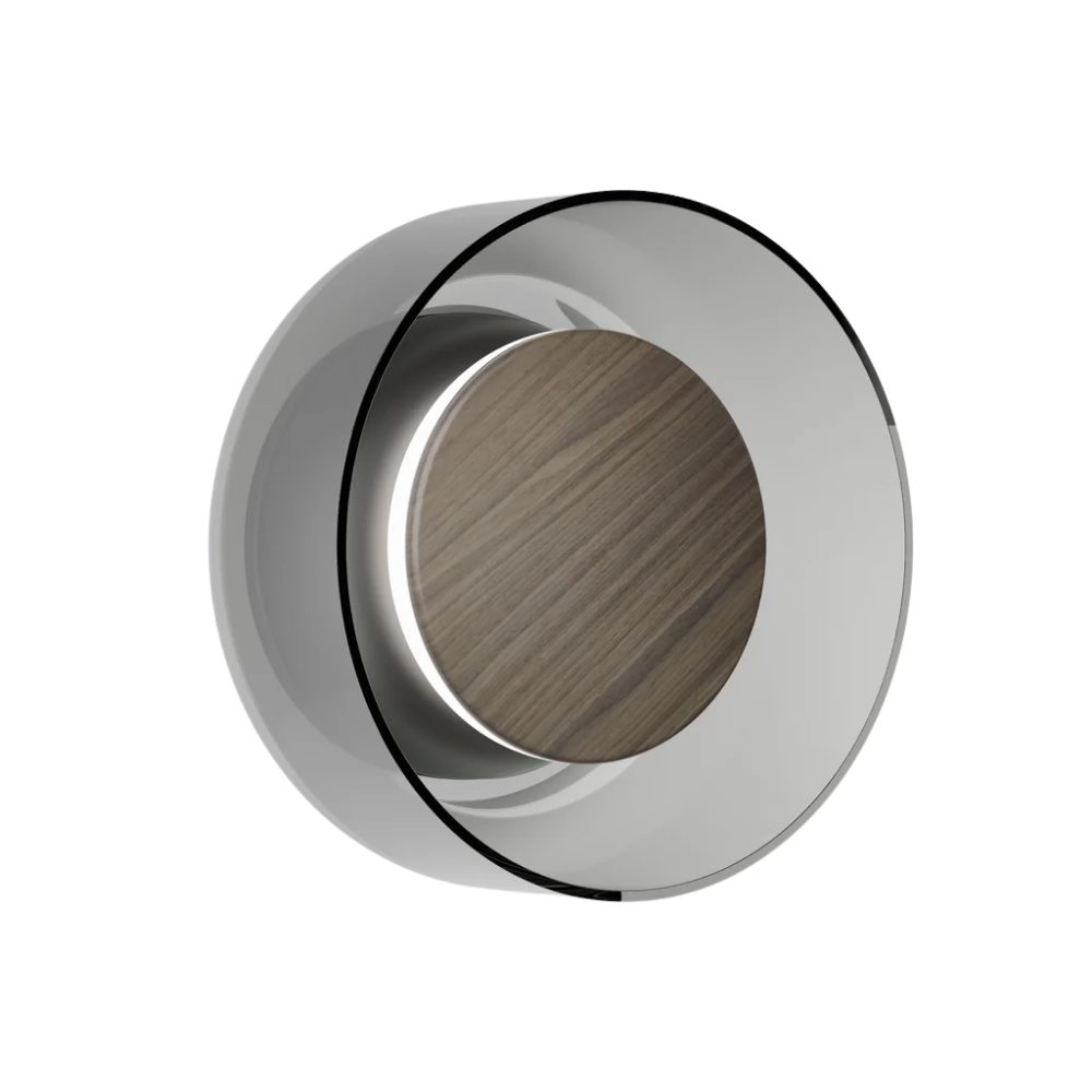 The Totem Sconce by Pablo Designs in Black / Walnut / Smoke.