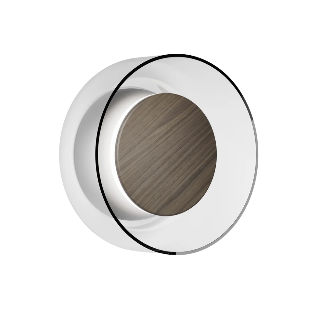 The Totem Sconce by Pablo Designs in Grey / Walnut / Clear.