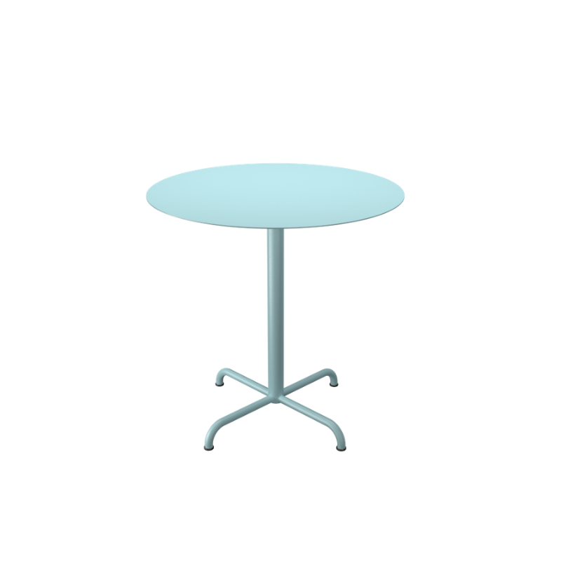 The large ice blue Pico Round Cafe Table 4-Star Base by Houe.