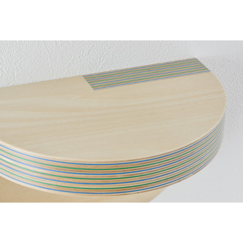 The large Cap Wall Shelf from Plywood Laboratory in blue green close up.