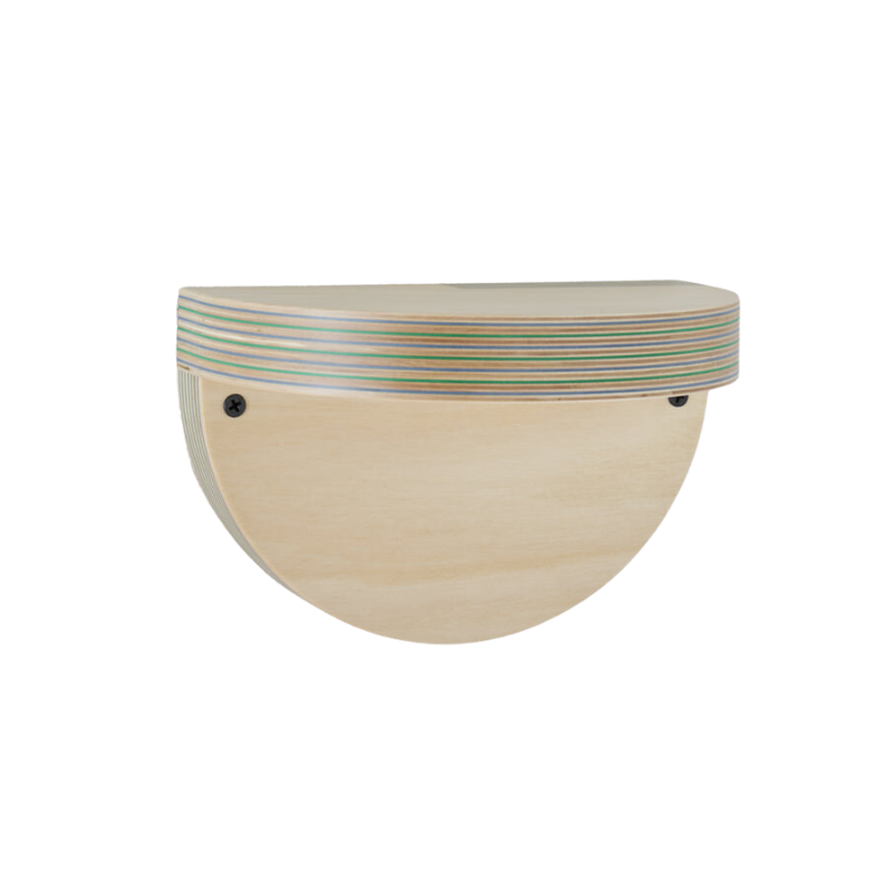 The large Cap Wall Shelf from Plywood Laboratory in green blue.