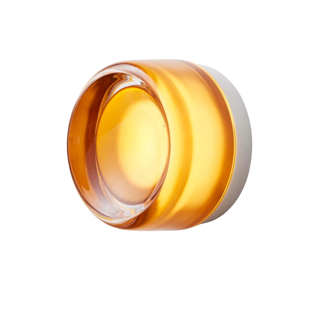 The Dimple Sconce by RBW with Amber Interior and Natural Anodized.