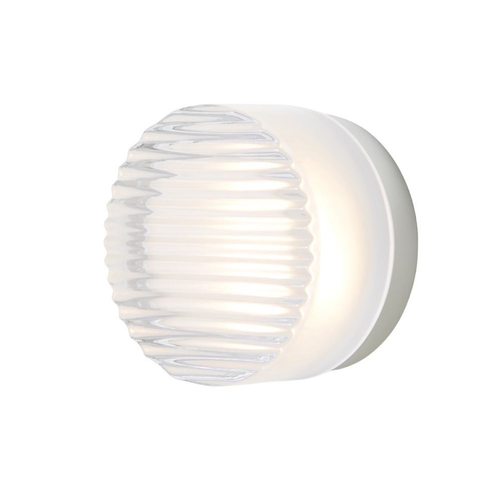 The Crisp Sconce by RBW in Frosted with Natural Anodized backplate.