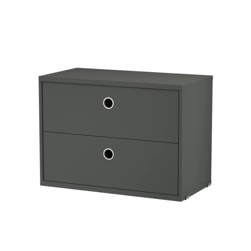The 22.8 inch Chest of Drawers from String Furniture in dark grey.