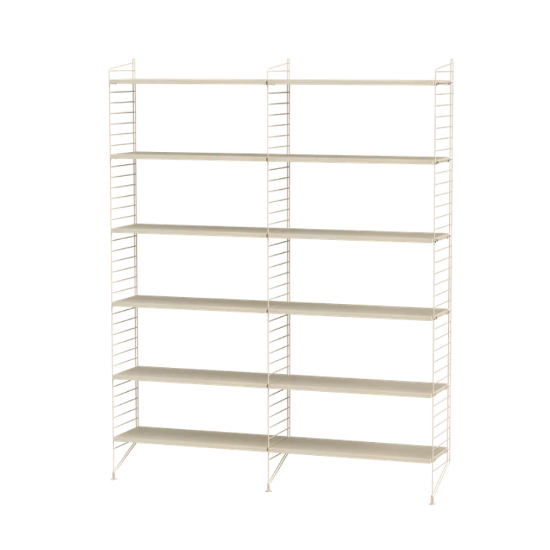 The Floor Shelving Two Bay (Living Room Bundle A) from String Furniture in ash and beige.