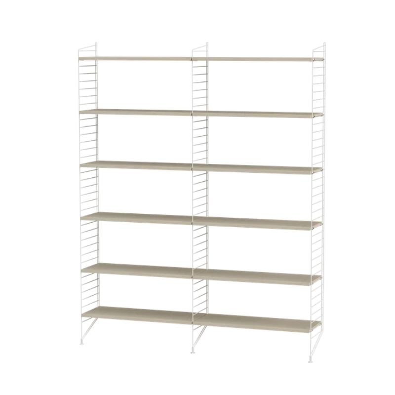 The Floor Shelving Two Bay (Living Room Bundle A) from String Furniture in ash and white.