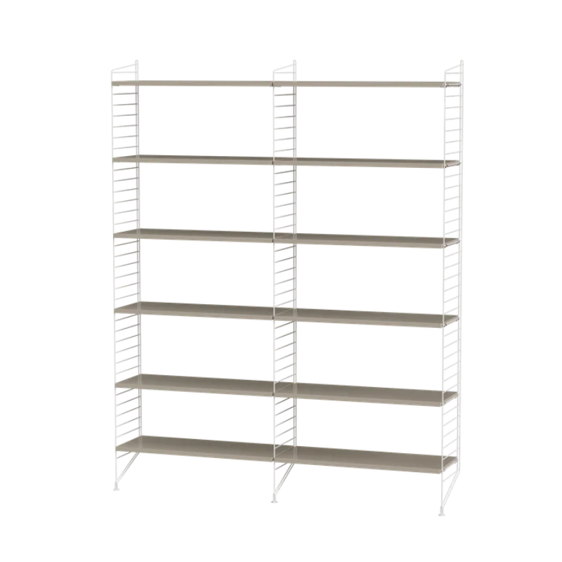 The Floor Shelving Two Bay (Living Room Bundle A) from String Furniture in beige and white.