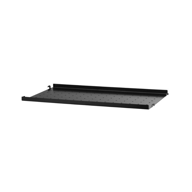 The Low Metal Shelf from String Furniture in 22.8 width and 11.8 depth inches size, black finish.