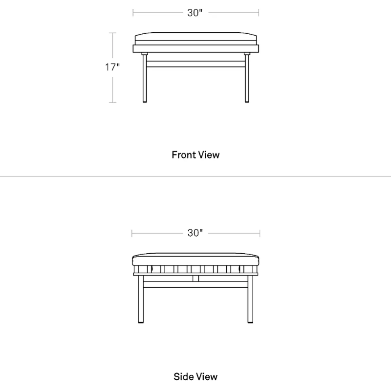 The Perch Outdoor Ottoman from String Furniture dimensons. all-groups
