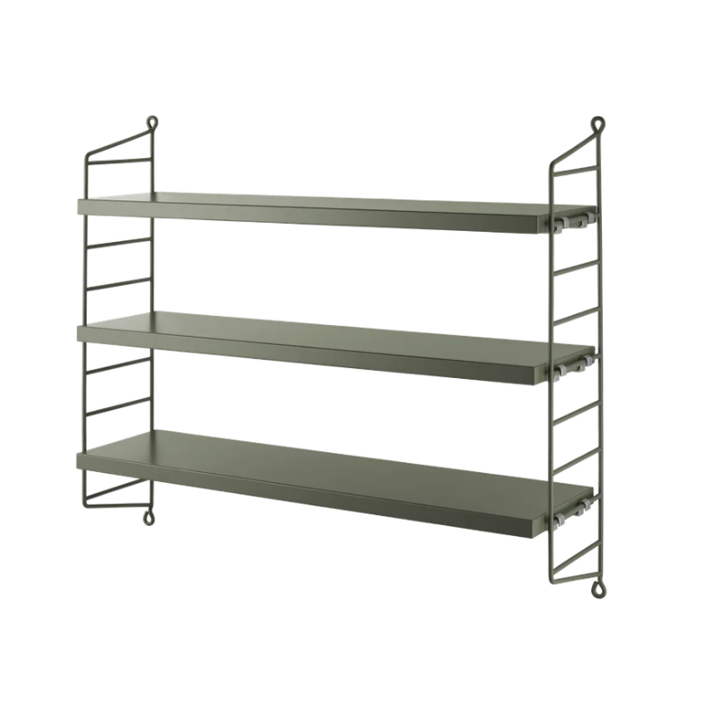 The String Pocket from String Furniture in sage.