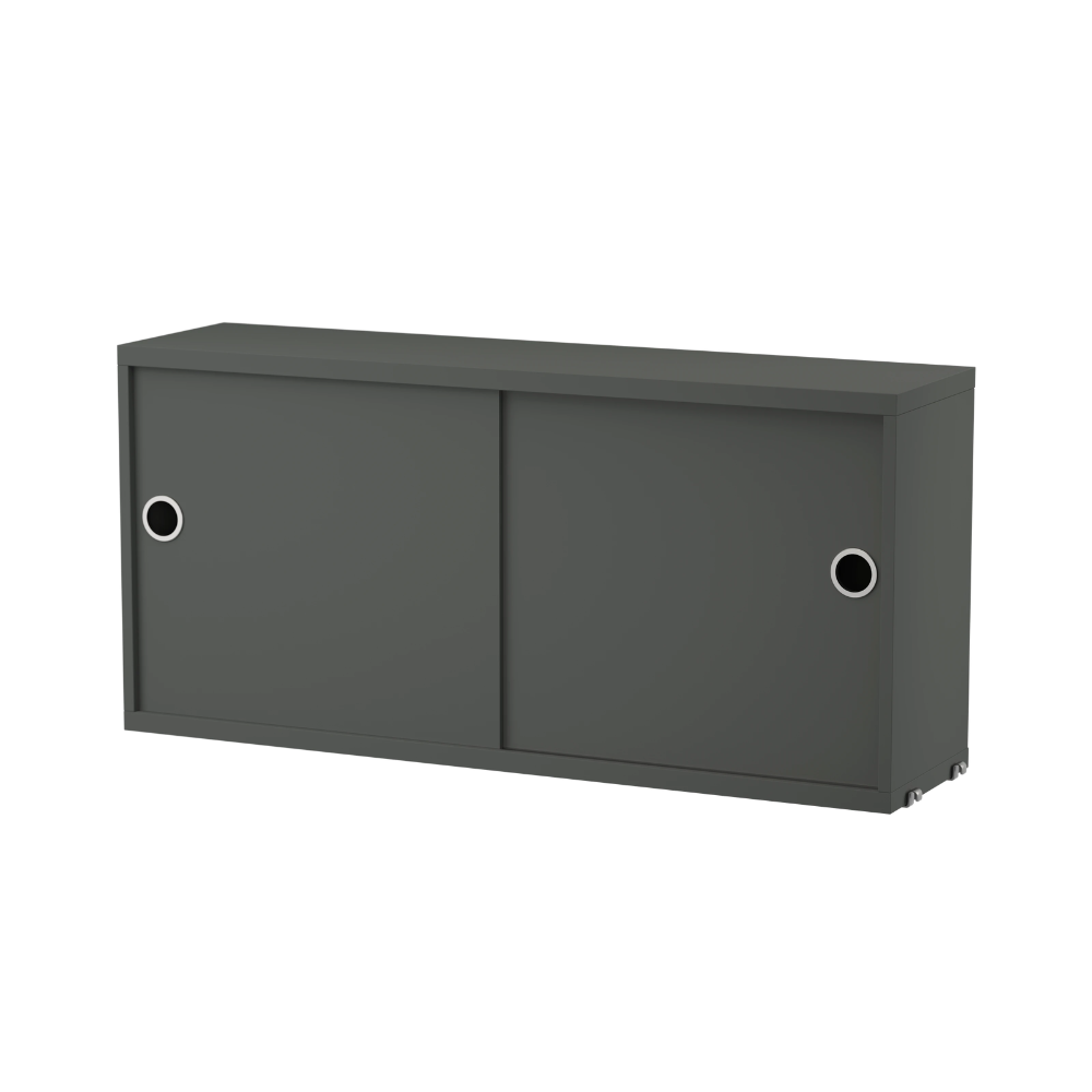 The Cabinet with Sliding Doors from String Furniture in dark grey in the 7.8 depth.