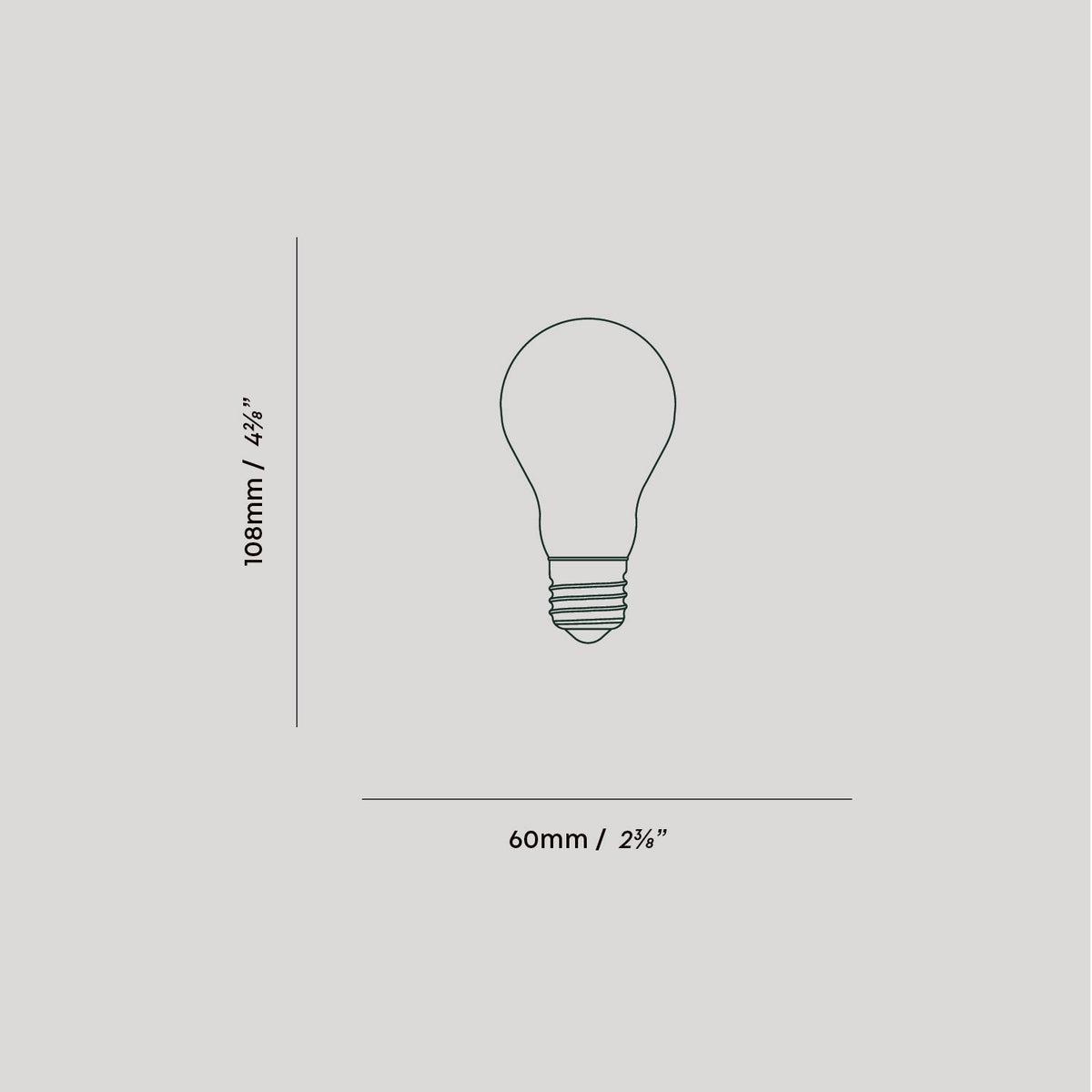 Dimensions of the Globe E26 Matte White LED Bulb by Tala Lighting.