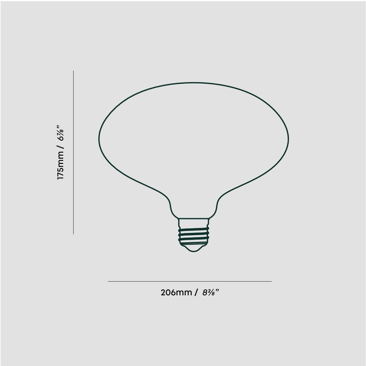 Dimensions of the Oval II E26 LED Bulb by Tala Lighting.