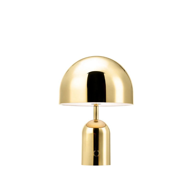The Bell Portable LED from Tom Dixon in gold.