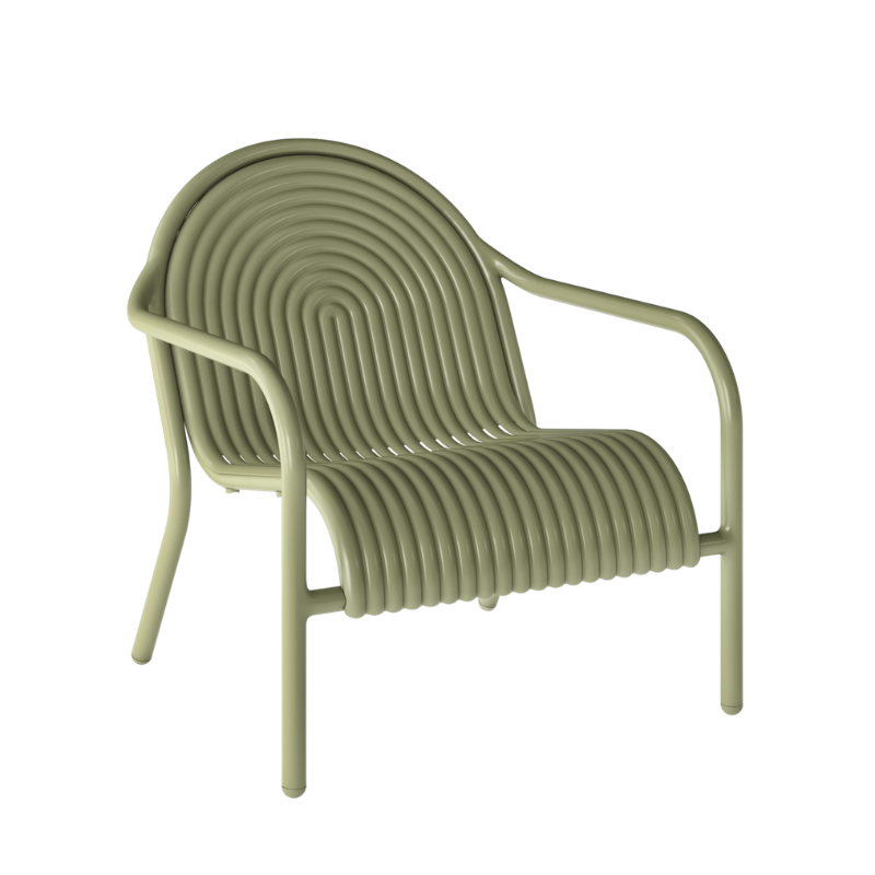 The Groove Outdoor Lounge Chair by Tom Dixon in Moss.
