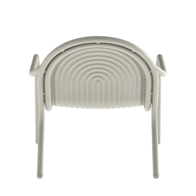 Rear view of the Groove Outdoor Lounge Chair by Tom Dixon in Putty.
