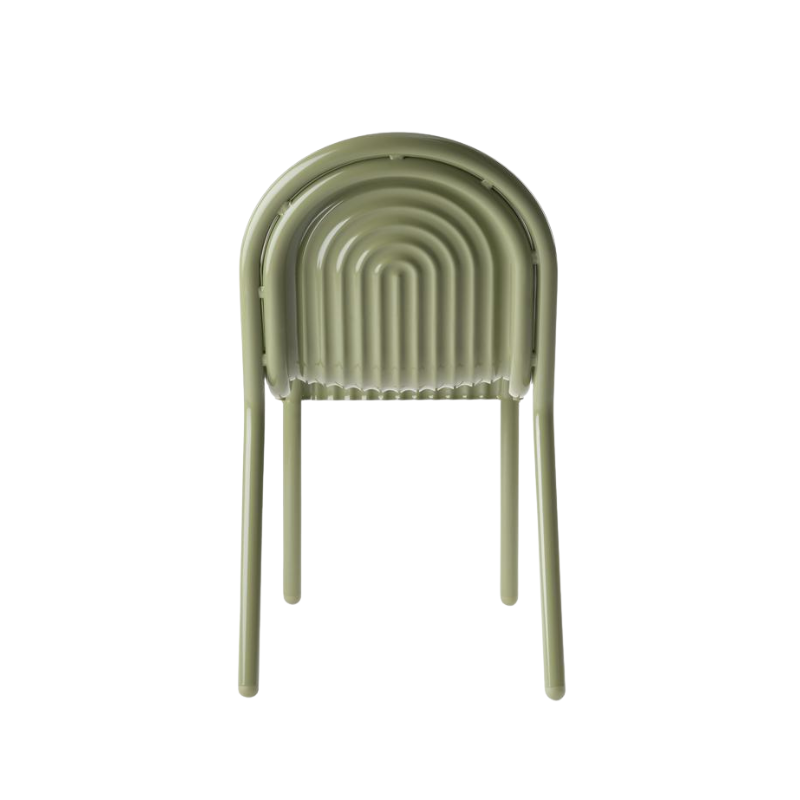 Rear view of the Groove Side Dining Chair in Moss by Tom Dixon.