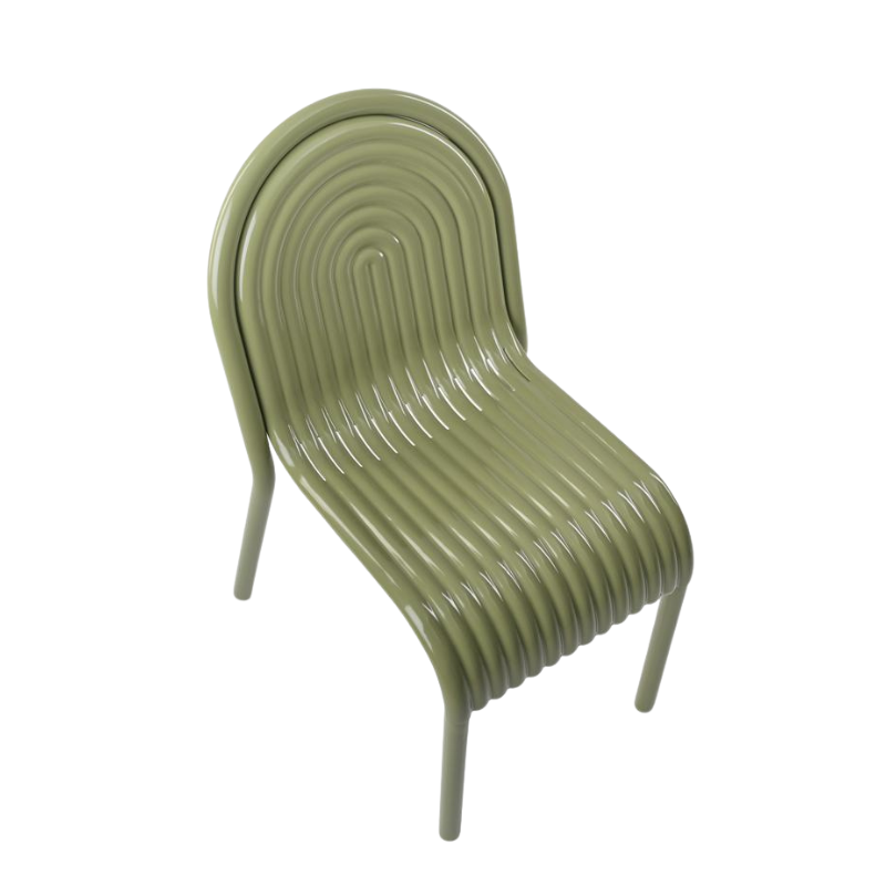 Top view of the Groove Side Dining Chair in Moss by Tom Dixon.