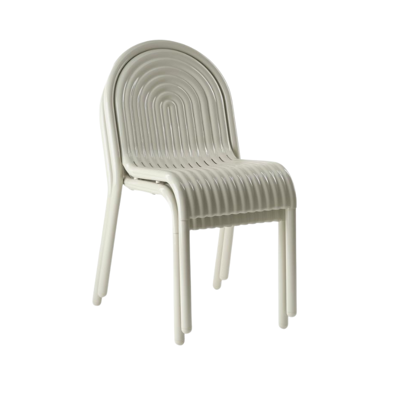 Set of two stacked Groove Side Dining Chair in Putty by Tom Dixon.