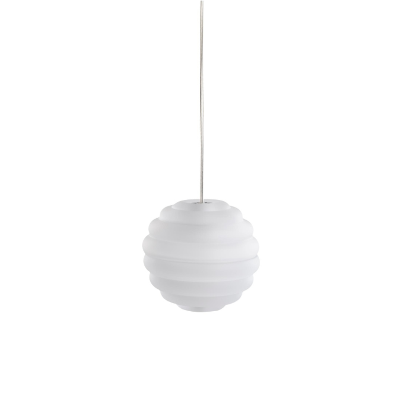 Tom Dixon Press Frosted Sphere Mini Pendant turned off.