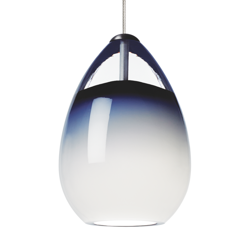 The steel blue hand-blown glass Alina Pendant from Visual Comfort & Co.
